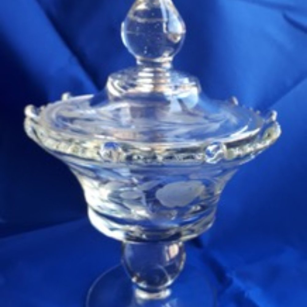 West Virginia Pebbled Glass Pedestal Candy/Compote Bowl